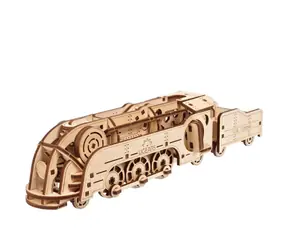 Ugears 3D-Holz-Mechanikset MINI-Lokomotive / ab 14 Jahren / 172 Teile / Schwierigkeit: niedrig