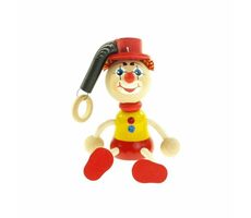 Tschechisch Holzspielzeugclown mit Hut auf einer Feder / ab 3 Jahren