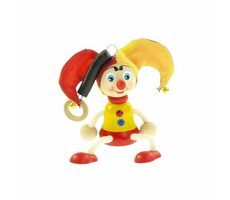 Tschechisch Holzspielzeug Panáček Kašpárek auf Feder gelb-rot / ab 3 Jahren