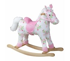 Bigjigs Toys Schaukelpferd aus Holz mit Blumen / ab 1 Jahr