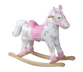 Bigjigs Toys Schaukelpferd aus Holz mit Blumen / ab 1 Jahr
