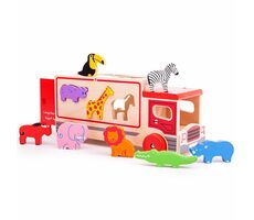 Bigjigs Toys Holzauto mit Safaritieren / ab 18 Monaten