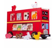 Bigjigs Toys Holzbus mit Tieren / ab 12 Monaten