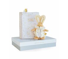 Doudou Geschenkset - weißes Plüschkaninchen und Wickeltasche / ab 0 Jahren