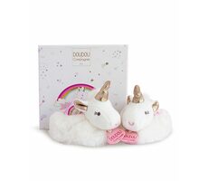 Doudou Geschenkset - Stiefelset mit Rasseln Einhorn 0-6 Monate