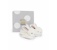 Doudou Geschenkset - Stiefelset mit Rasseln Kaninchen beige 0-6 Monate