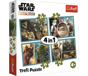Trefl - Puzzle - Mandalorianer und seine Welt 4 in 1 / 35|48|54|70 / 28,5 x 20x5 cm / ab 4 Jahren