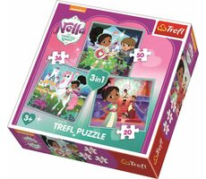 Trefl - Puzzle - Nella, die Ritterprinzessin und ihre Welt 3 in 1 / 20|26|50 Teile / 20 x 19,5 cm / ab 3 Jahren