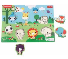 Trefl - Einsatz - Holzeinsatz Fisher Price: Wilde Tiere / Alter ab 18 Monaten