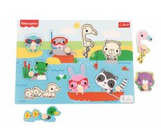 Trefl - Einsatz - Holzeinsatz Fisher Price: Wilde Tiere / Alter ab 18 Monaten