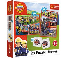 Trefl - Puzzle - Set 3 in 1 Feuerwehrmann Sam (2x Puzzle + Pexeso) / 30+48 Teile / 27,5 x 20,5 cm / Alter 3+