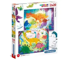 Clementoni PUZZLE Lustige Dinosaurier / 2x20 Teile / ab 3 Jahren 