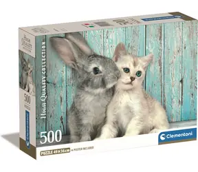 Clementoni PUZZLE Kätzchen und Häschen / 500 Teile / ab 10 Jahren