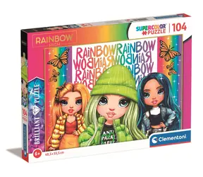 Clementoni Brilliant PUZZLE Rainbow High: Poppy, Jade und Skyler / 104 Teile / ab 6 Jahren