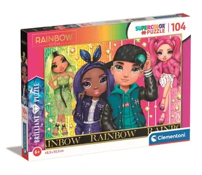 Clementoni Brilliant PUZZLE Rainbow High: Jade, Krystal, River und Stella / 104 Teile / ab 6 Jahren