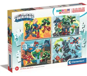 Clementoni PUZZLE DC Super Friends 4in1 / 20+60+100+180 Teile / ab 6 Jahren