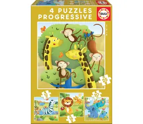 Educa Puzzle Wilde Tiere 4in1 / (12 & 16 & 20 & 25 Teile) / ab 3 Jahren 