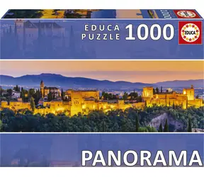 Educa Panoramapuzzle Sonnenuntergang in Spanien: Alhambra - Granada / 1000 Teile / ab 14 Jahren