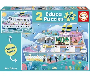 Educa Puzzle Outside Inside Kreuzfahrtschiff / 2x100 Teile / ab 6 Jahren