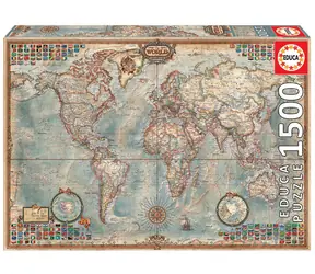 Educa Puzzle Alte politische Weltkarte / 1500 Teile / ab 14 Jahren