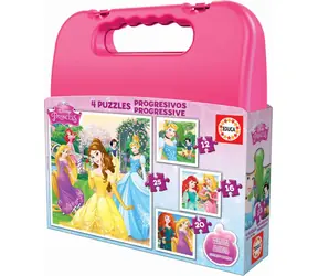 Educa Puzzle im Koffer Disney Prinzessinnen 4in1 / (12 & 16 & 20 & 25 Teile) / ab 3 Jahren