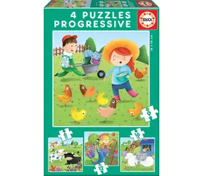 Educa Puzzle Bauernhoftiere 4in1 / (6 & 9 & 12 & 16 Teile) / ab 3 Jahren