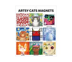 Mudpuppy Magnete Artistic Cats 9 Stück / ab 6 Jahren