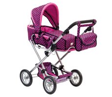 Bino Großer Kinderwagen mit Tasche rosa-schwarz / ab 3 Jahren