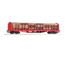 Piko 54339 Plattformwagen Roos-t642 mit Holzladung DB AG V / Maßstab: H0 (1:87) / Länge: 229 mm / Radius: 358 mm