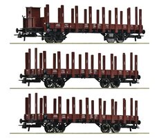 Roco 6600041 Set mit 3 Rungenwagen Typ Rlmmp II / Maßstab: H0 (1:87) / Länge: 404 mm / 15 Jahre 
