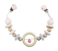 Hess Kinderwagenanhänger natur mit rosa Glöckchen / ab 0 Jahren