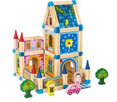 ECOTOYS Holzbausteinhaus / 128 Teile / ab 3 Jahren