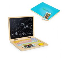 ECOTOYS Holz-Laptop mit magnetischem Monitor - blau / ab 3 Jahren