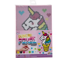 GRAFIX Diamond Painting auf Rahmen Pixel Einhorn 15x20cm / ab 6 Jahren