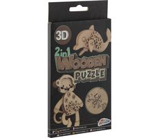 GRAFIX Holz 3D Puzzle 2in1 Affe und Delphin / ab 8 Jahren
