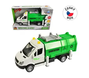 MaDe 12415 - Schwungrad-Müllwagen mit Licht und Sound, 19 cm