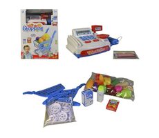 MaDe 99550 - Batteriebetriebene Kasse und Einkaufswagen, 20cm Kasse, Ton beim Bezahlen, Kartendurchzug, Scannen, Wiegen, weiß