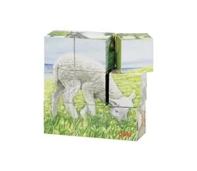 GOKI Holzbausteine Bauernhoftiere / 9 Bausteine / ab 3 Jahren