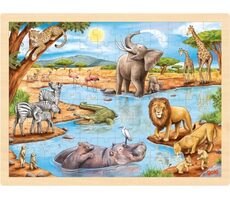 GOKI Holzpuzzle Afrikanische Savanne / 96 Teile / ab 3 Jahren