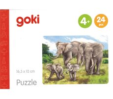 GOKI Holzpuzzle Afrikanische Tiere: Elefanten / 24 Teile / ab 4 Jahren