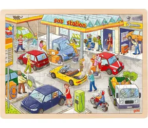 GOKI Holzpuzzle Tankstelle / 96 Teile / ab 3 Jahren
