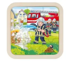 GOKI Holzpuzzle Feuerwehr / 9 Teile / ab 3 Jahren