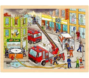 GOKI Holzpuzzle Feuerwehr / 96 Teile / ab 3 Jahren 