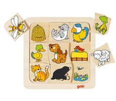 GOKI Holzpuzzle Wer wohnt wo? / 9 Teile / ab 2 Jahren