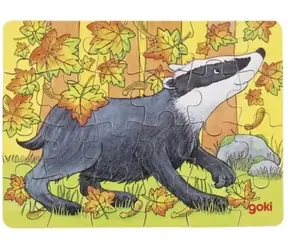 GOKI Holzpuzzle Waldtiere: Dachs / 24 Teile / ab 4 Jahren