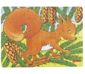 GOKI Holzpuzzle Waldtiere: Eichhörnchen / 24 Teile / ab 4 Jahren