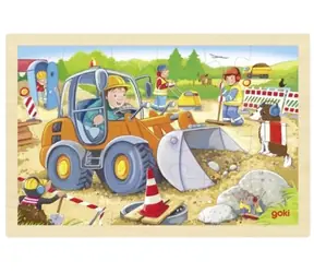 GOKI Holzpuzzle Baustelle / 24 Teile / ab 3 Jahren