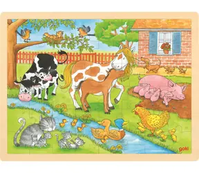 GOKI Holzpuzzle Leben auf dem Bauernhof / 48 Teile / ab 3 Jahren