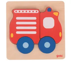 GOKI Holz-Einlegepuzzle Feuerwehrauto / 4 Teile / ab 2 Jahren