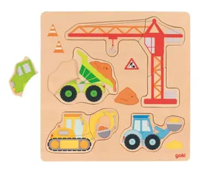 GOKI Holz-Einlegepuzzle Auf der Baustelle / ab 2 Jahren